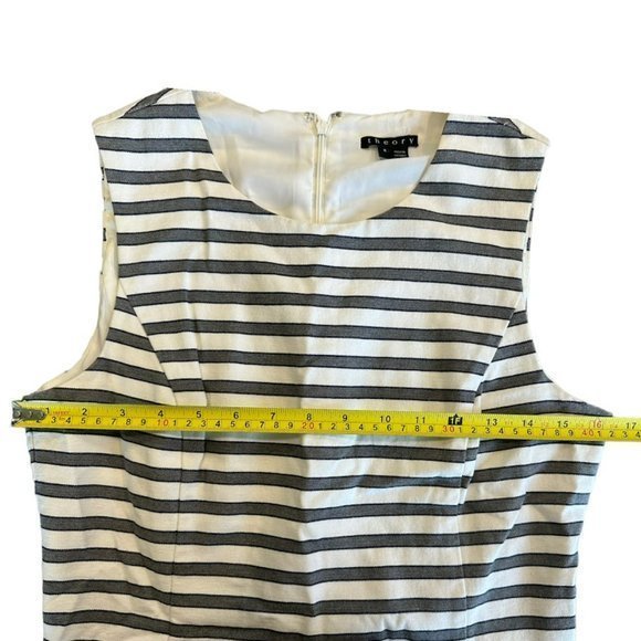 Theory Gray and White Striped Dropped Waist Tank Dress Womens 8 - Picture 3 of 3